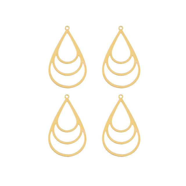 DZ1405-44: Beadwork Findings Gold Pendant Multi Drop 21x36mm 4PPK