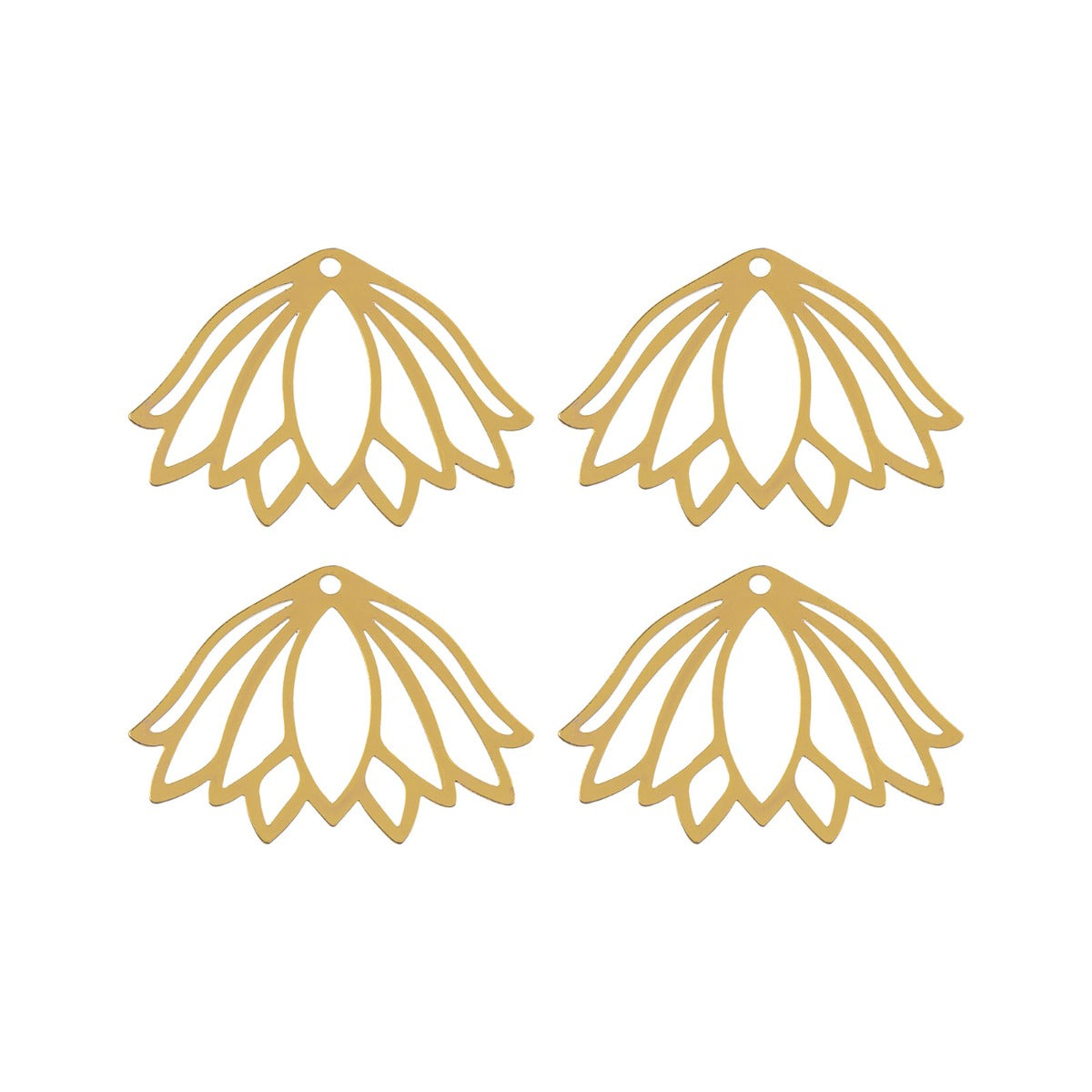 DZ1405-45: Beadwork Findings Gold Pendant Lotus Flower 34x24mm 4PPK