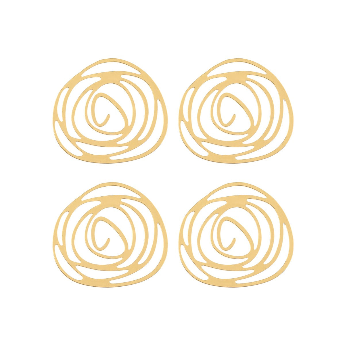 DZ1405-46: Beadwork Findings Gold Pendant Rose 32x30mm 4PPK