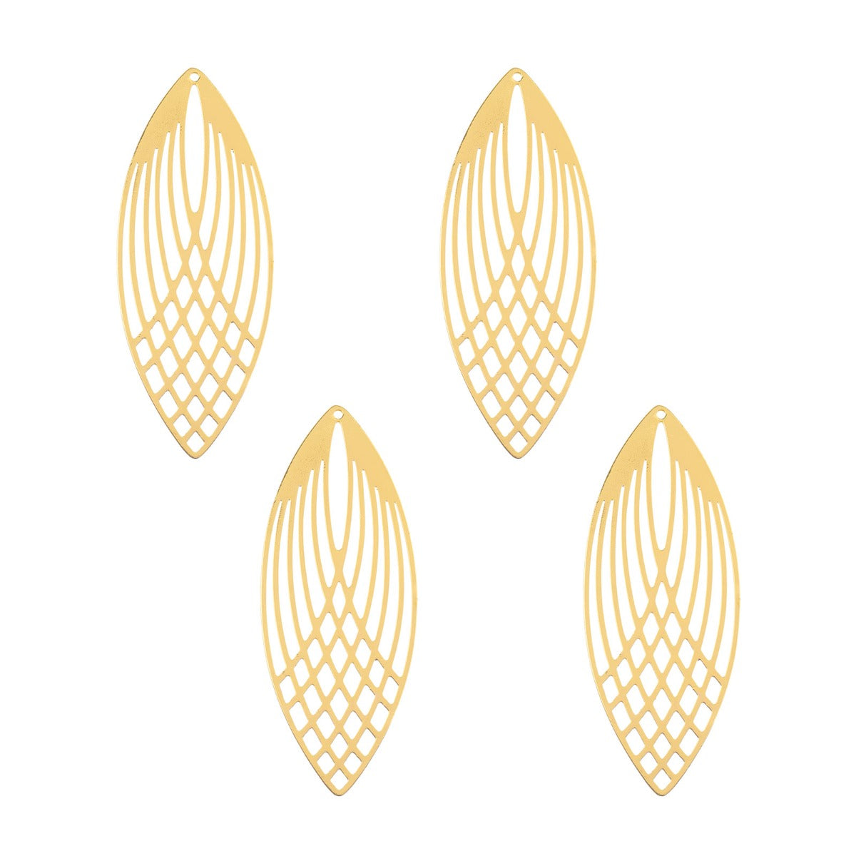 DZ1405-47: Beadwork Findings Gold Pendant Elipse 22x56mm 4PPK