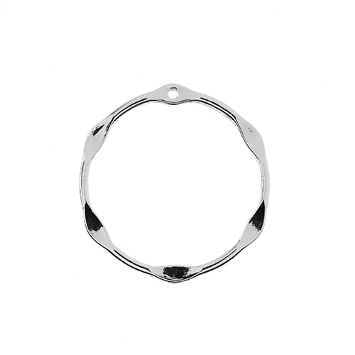 DZ1406-05: Beadwork Findings Silver Pendant Circle 33mm 3PPK