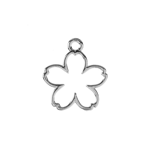 DZ1406-14: Beadwork Findings Silver Pendant Flower 15x17mm 7PPK