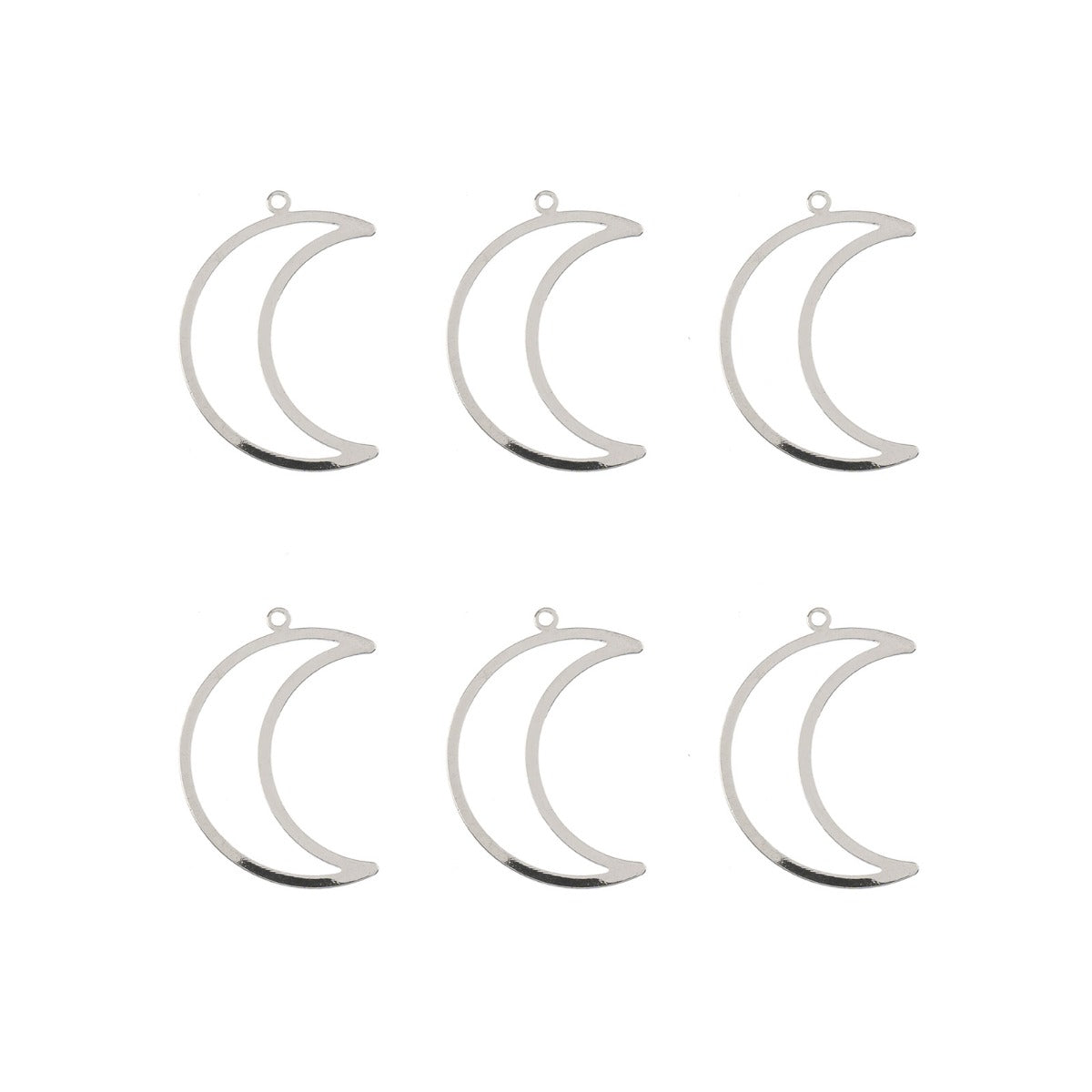 DZ1406-38: Beadwork Findings Silver Pendant Moon 17.5x26mm 6PPK