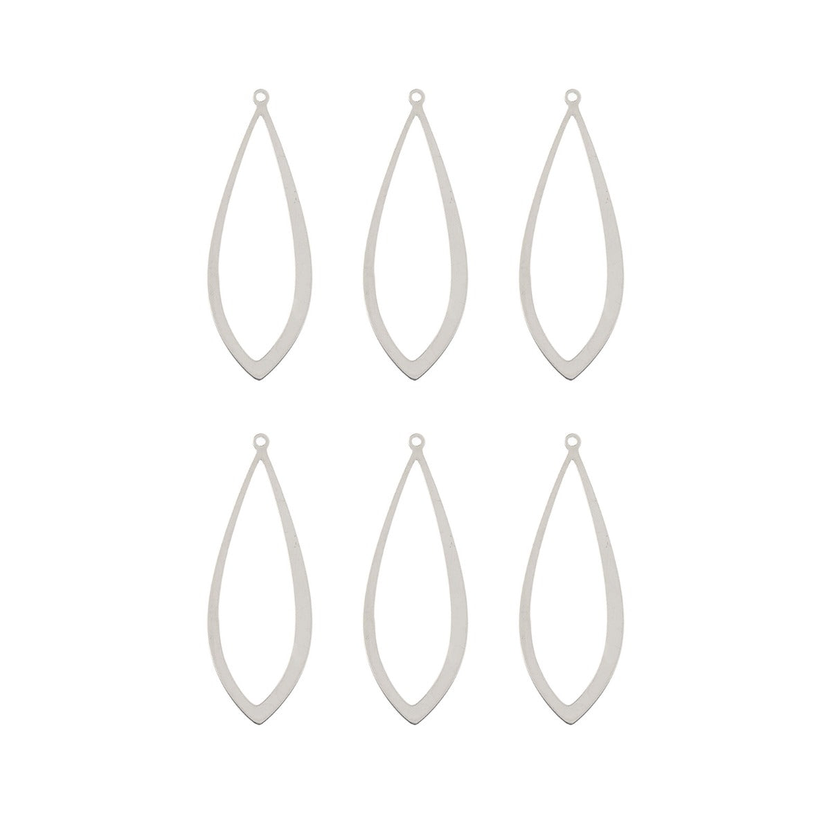 DZ1406-39: Beadwork Findings Silver Pendant Drop 13x37mm 6PPK