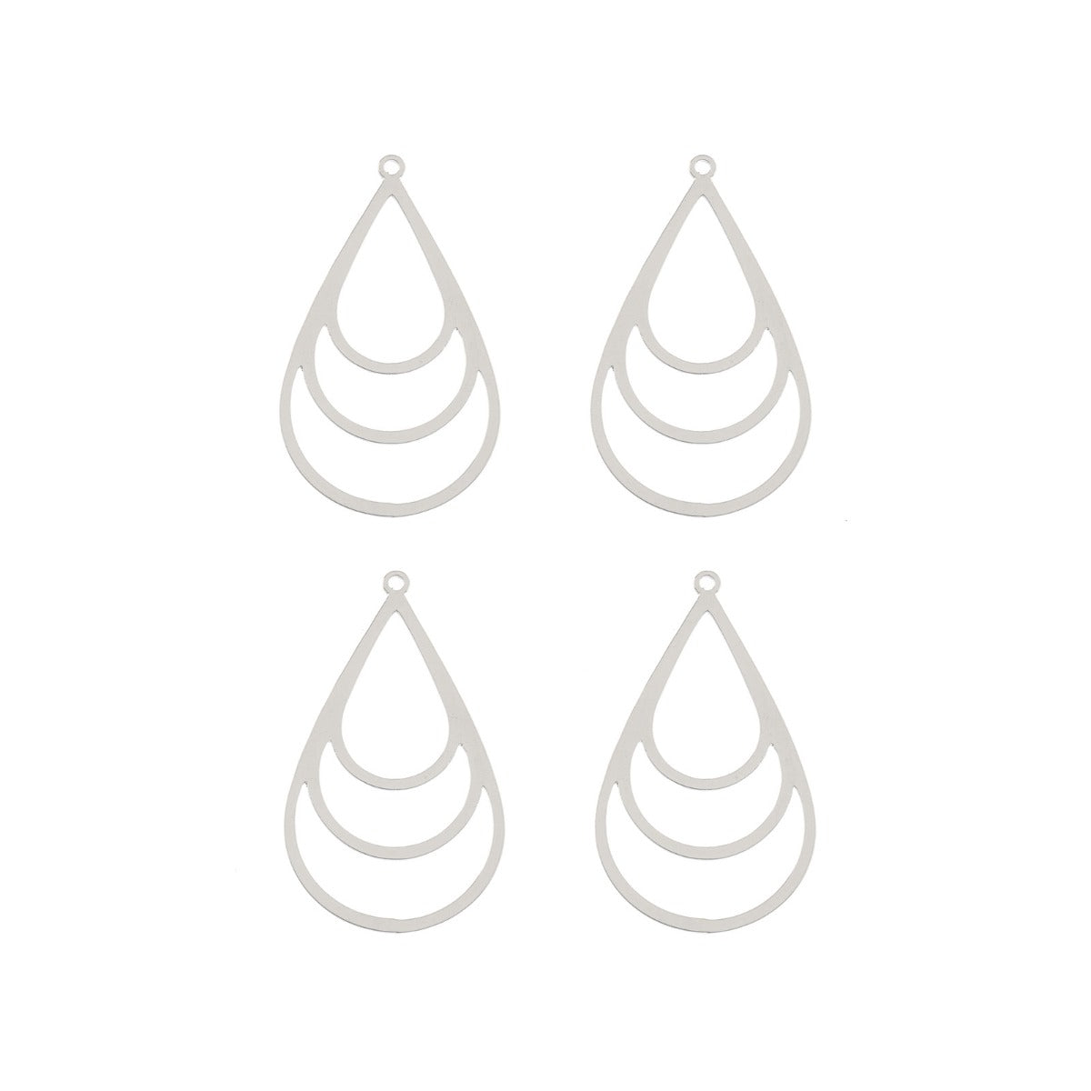 DZ1406-44: Beadwork Findings Silver Pendant Multi Drop 21x36mm 4PPK