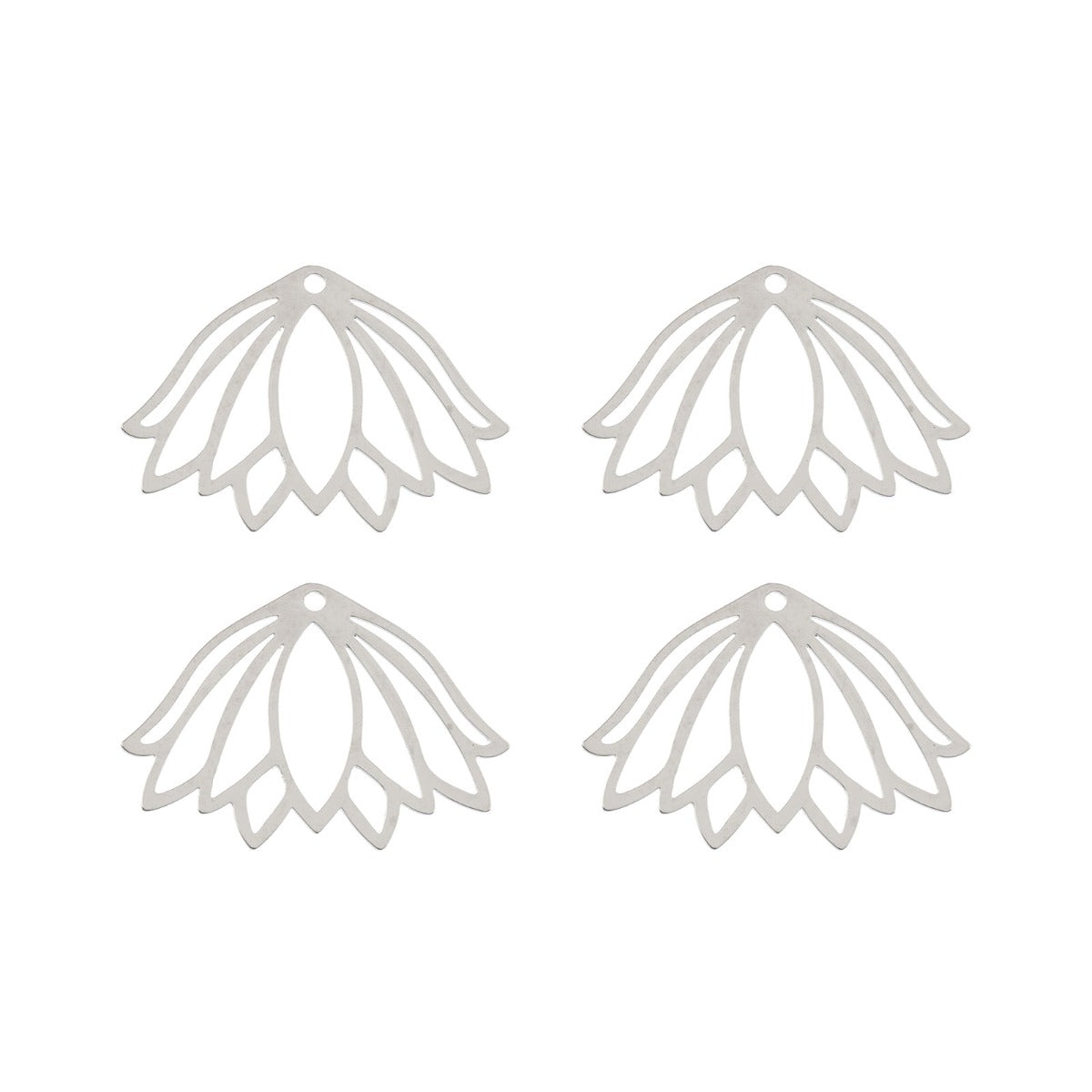 DZ1406-45: Beadwork Findings Silver Pendant Lotus Flower 34x24mm 4PPK