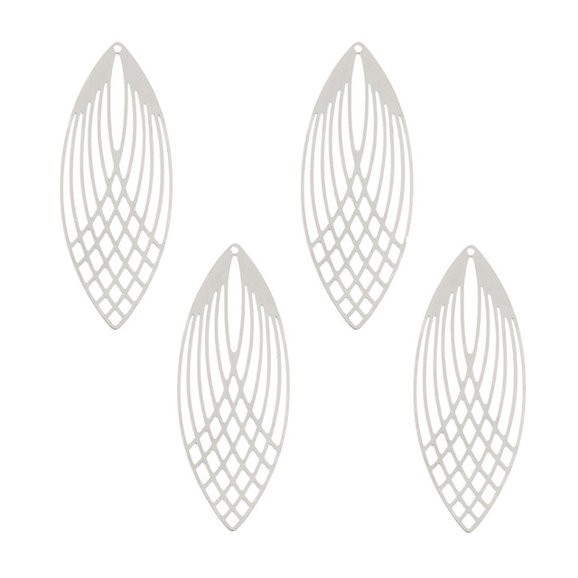 DZ1406-47: Beadwork Findings Silver Pendant Elipse 22x56mm 4PPK