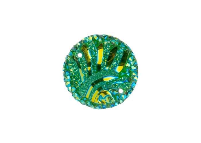 DZ8812-05: Sew-On Resin Sparkle Head Cub 25mm Green AB - 10PPK