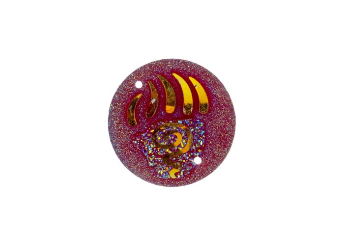 DZ8813-03: Sew-On Resin Sparkle Bear Paw 25mm Red AB - 10PPK