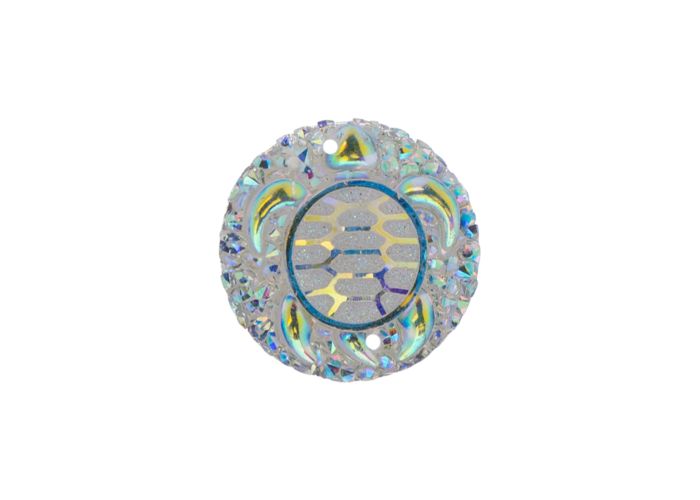 DZ8814-00: Sew-On Resin Sparkle Turtle 25mm Crystal AB - 10PPK