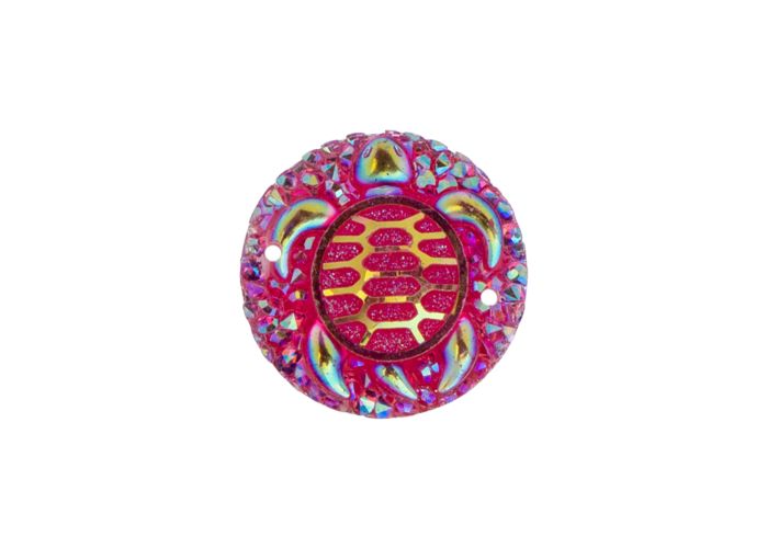 DZ8814-02: Sew-On Resin Sparkle Turtle 25mm Fuchsia AB - 10PPK
