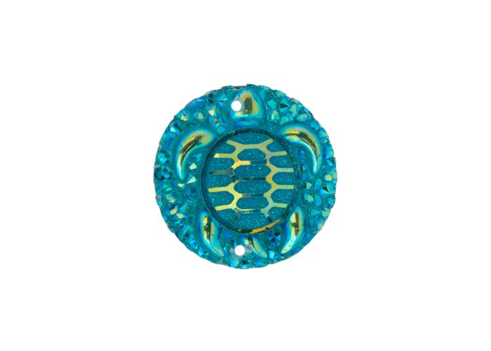 DZ8814-06: Sew-On Resin Sparkle Turtle 25mm Blue AB - 10PPK