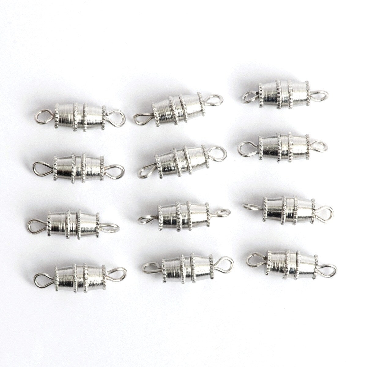 FI114-S: Clasp Screw-On Barrel Silver Plate 5x10mm - 12 Sets