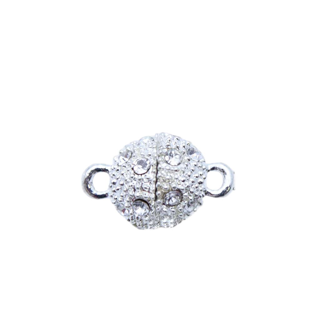 FI146-4S: Clasp Magnetic w/Crystals 10x14mm Silver Plate