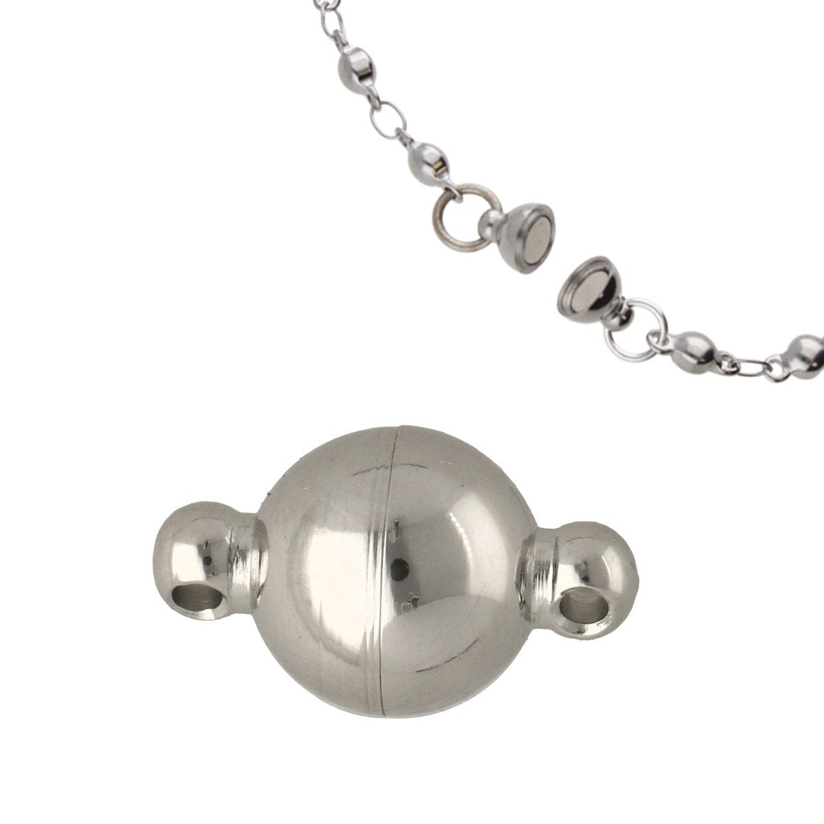 FI147-MC012: STAINLESS MAGNETIC BALL CLASP W/LOOP 8MM - 1 Set