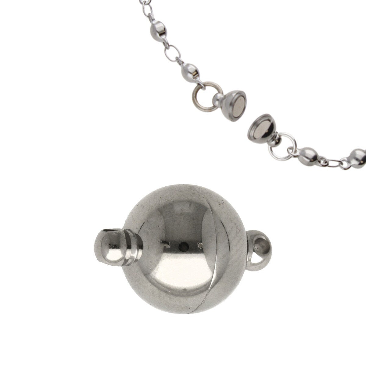 FI147-MC013: STAINLESS MAGNETIC BALL CLASP W/LOOP 10MM - 1 Set