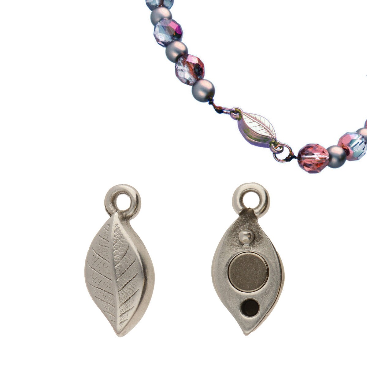 FI147-MCL717SP: MAGNETIC CLASP LEAF 7.4X17.6MM SILVER PLATE - 1 Set