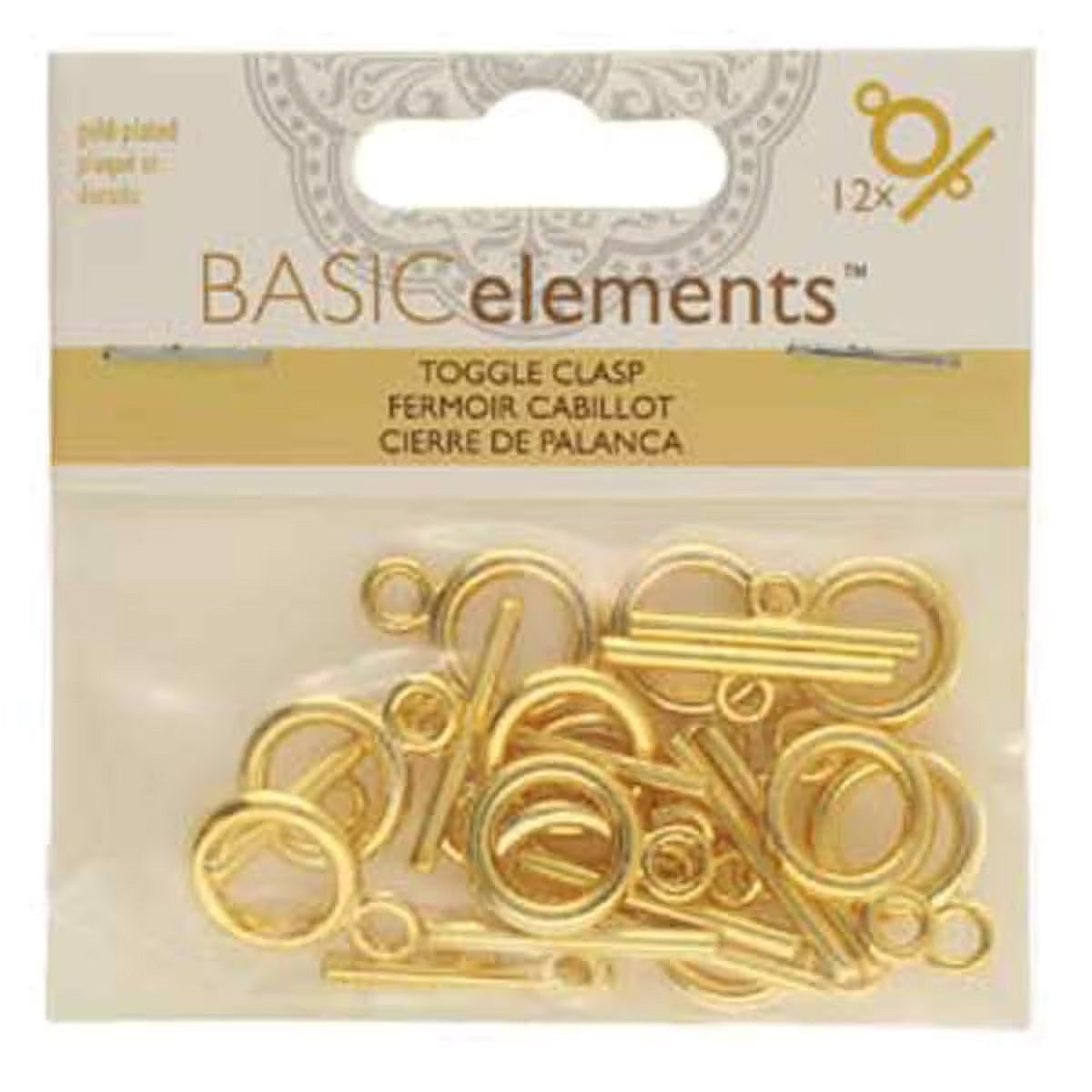 FI157-TG61GP: Toggle Clasp Gold Plt 14mm Hoop/22mm Bar - 12 Sets