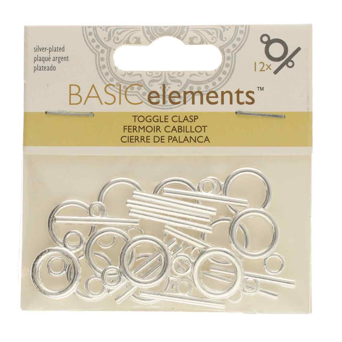 FI157-TG61SP: Toggle Clasp Silver Plt 14mm Hoop/22mm Bar - 12 Sets