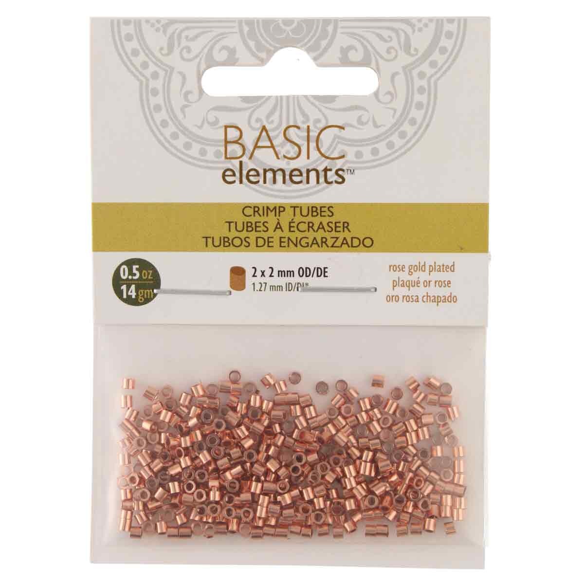 FI163-RGBULK: Crimp Tube Rose Gold Plate 2mm - .5OZ