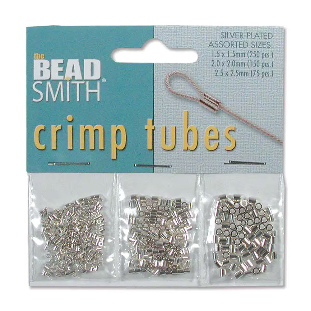 FI163-SPMX: Crimp Tube Assortment Silver Plate 3 Sizes 475PPK