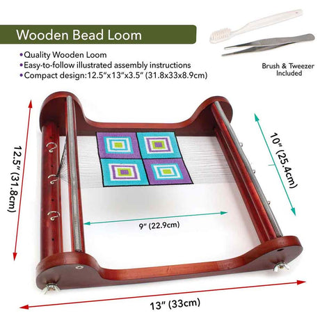 FI418-BLW12: Bead Loom - Extra Wide 12.5x13x3 Inches - Wood