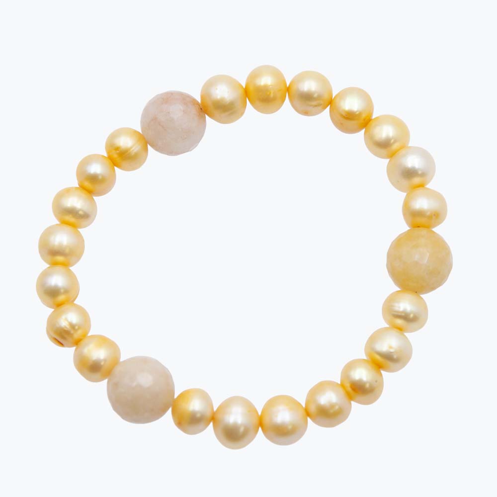 FPB1295-11: Stretch Bracelet 9mm Freshwater Pearl w/FC Aventurine