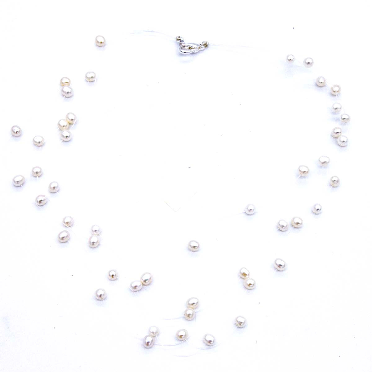 FPN1995-06: Dancing Pearls 15" Multi Strand Necklace W/ Clasp