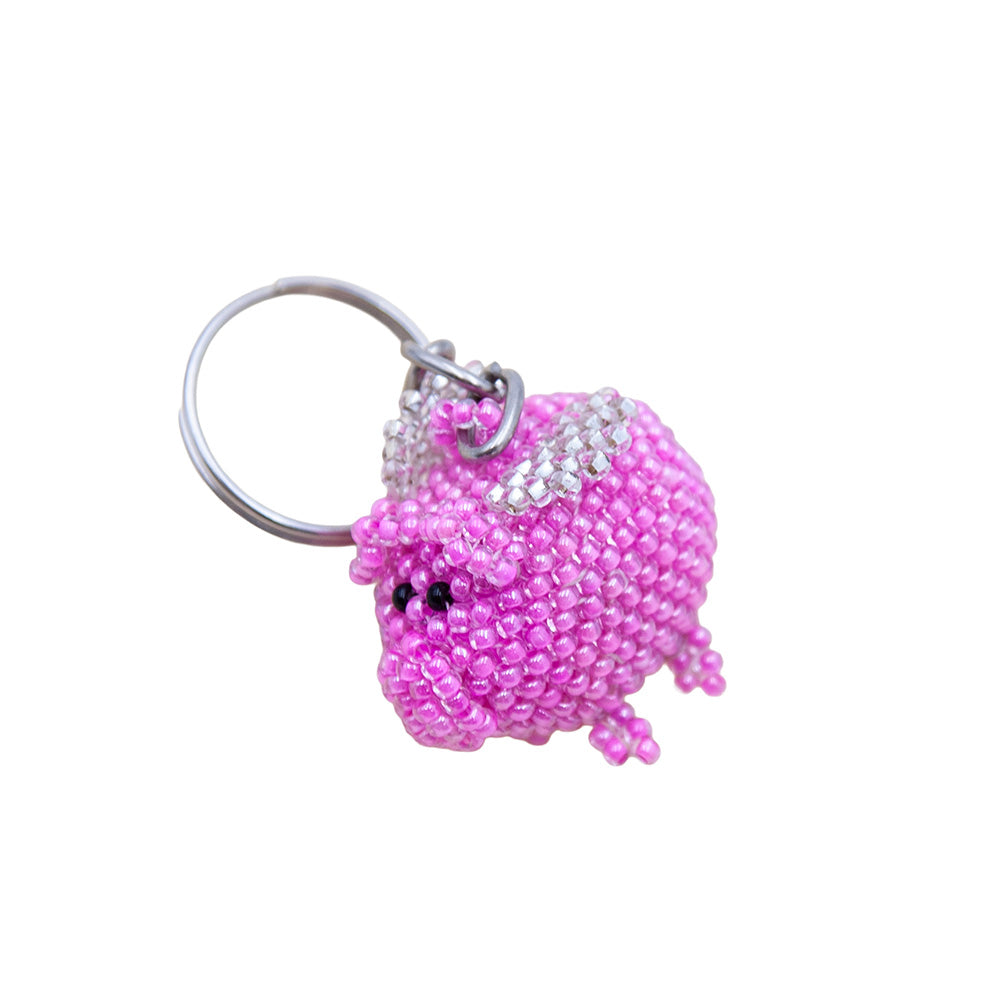 KY003: Beaded Flying Pig Keychain