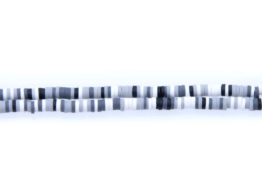 PC101-4: Polymer Clay Heishi Black/White 4mm
