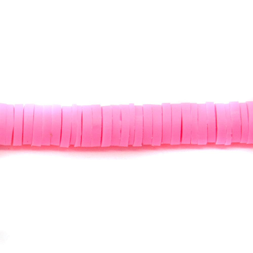 PC993-6: Polymer Clay Heishi Bright Pink 6mm