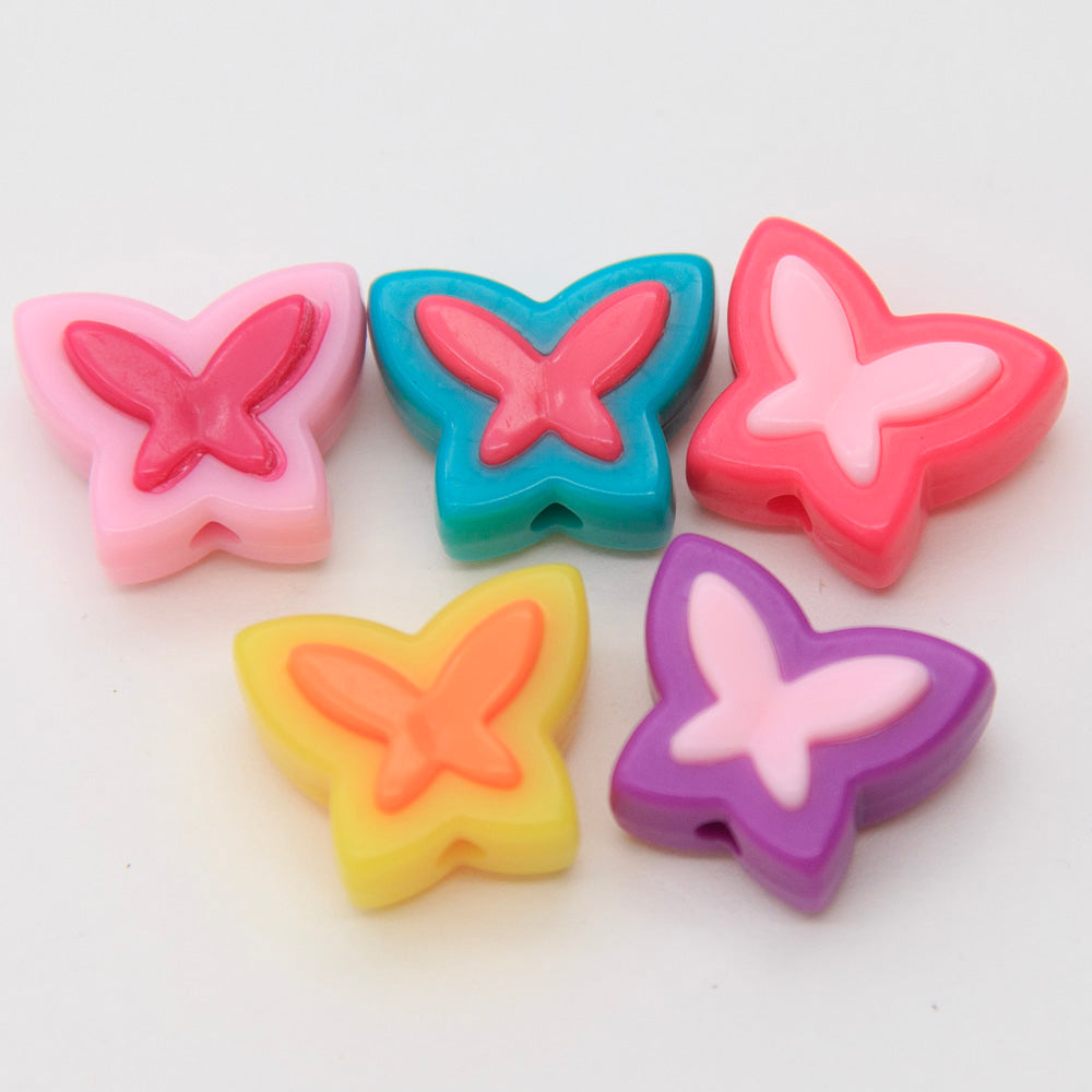 PL201-3: Acrylic Butterfly Bead 16x20mm 20 Pc