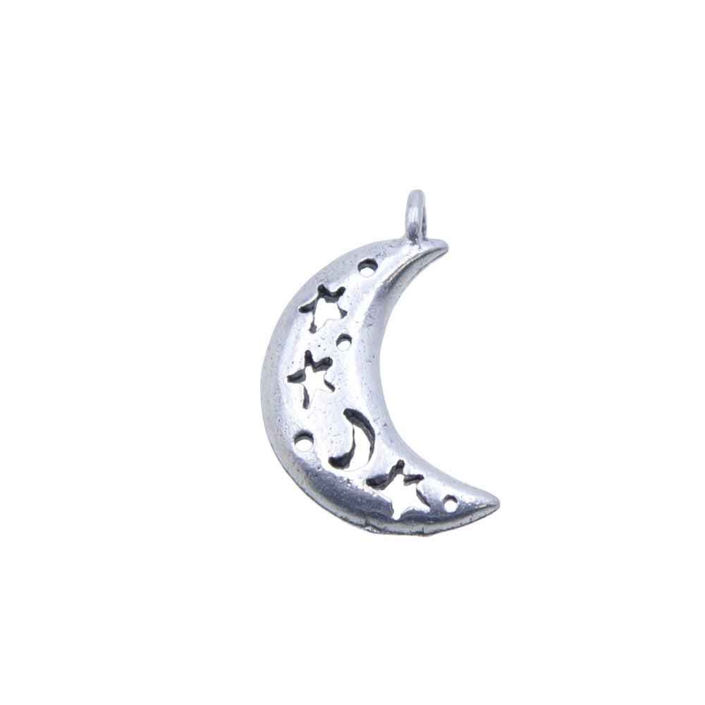 PW4121-S: Charm Pendant Moon Silver 12x18mm - 1PC