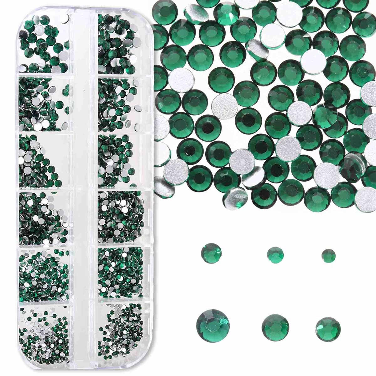 RH525-287FX: China FlatBack Rhinestone Mix Emerald 1500PPK