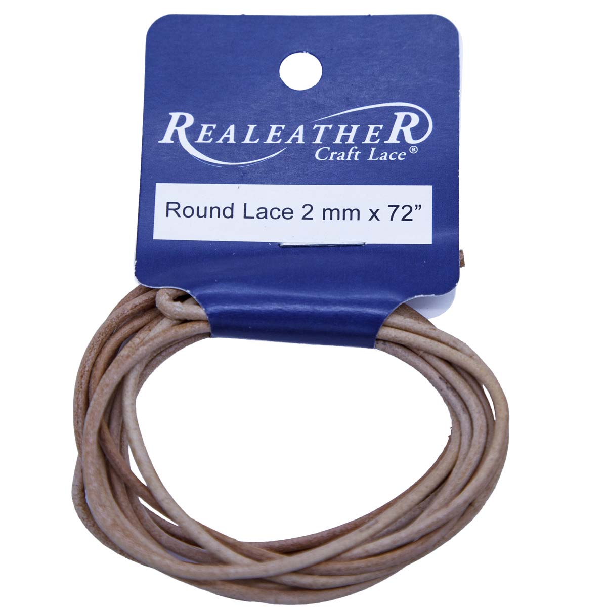 RL0202-0102: Round Leather Lace Hank Natural 2mm 72in