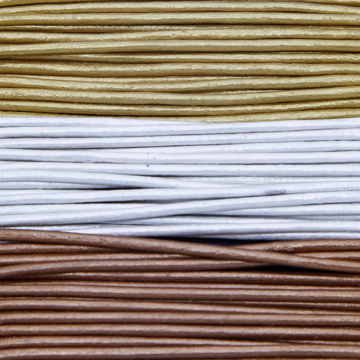 RLC00802-12: Round Lace Combo Gold/Silver/Bronze 2mm 8yds