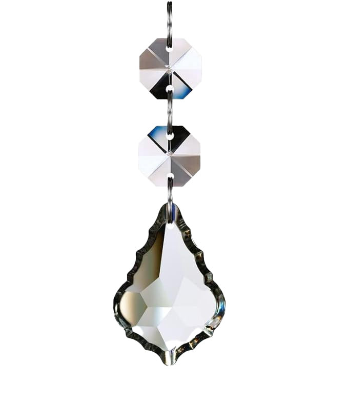 SCG212-L38: SUNCATCHER FACET GLASS CRYSTAL BAROQUE LEAF DROP 38MM - 1EA