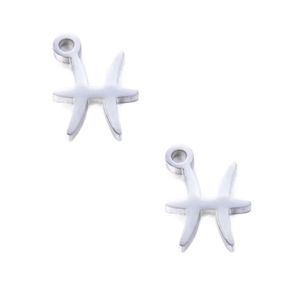 SNC10-SN12: Stainless Steel Zodiac Charm - Pisces - 9.5mm - 2PPK