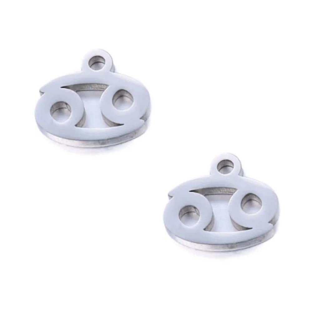 SNC10-SN4: Stainless Steel Zodiac Charm - Cancer - 9.5mm - 2PPK