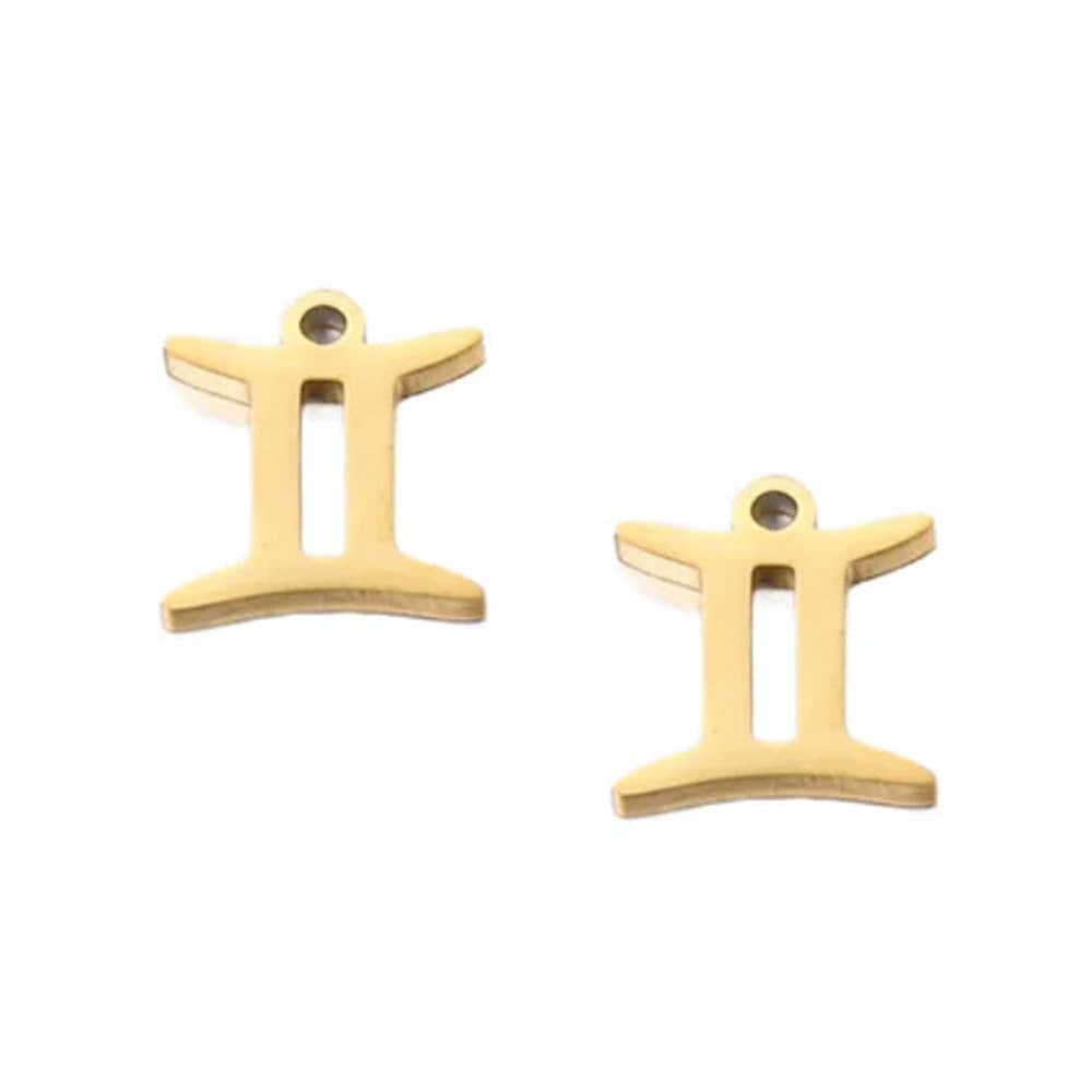 SNC10-SNG3: Stainless Steel Zodiac Charm - Gemini - Gold - 9.5mm - 2PPK