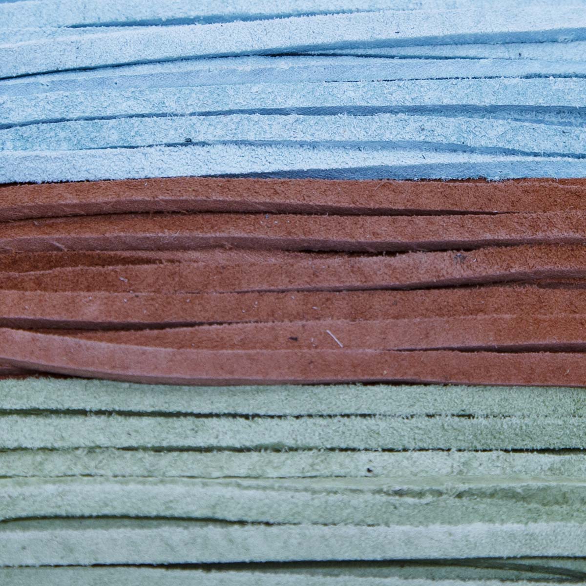 SPS08-2980: Suede Cord Combo 2.5mm Aqua/Rust/Kiwi 8ft each