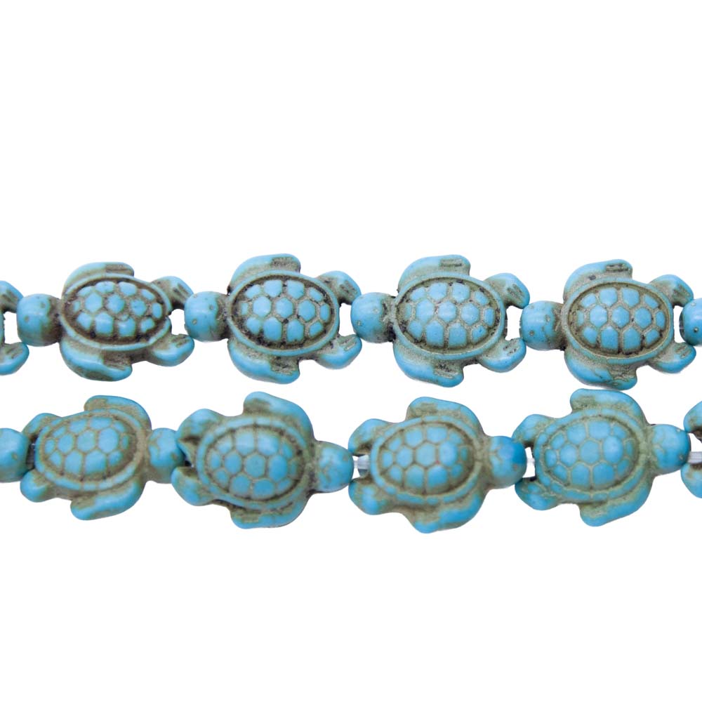 ST612-BTR: Magnesite Turtle Beads BLUE 15x18mm 15.5"