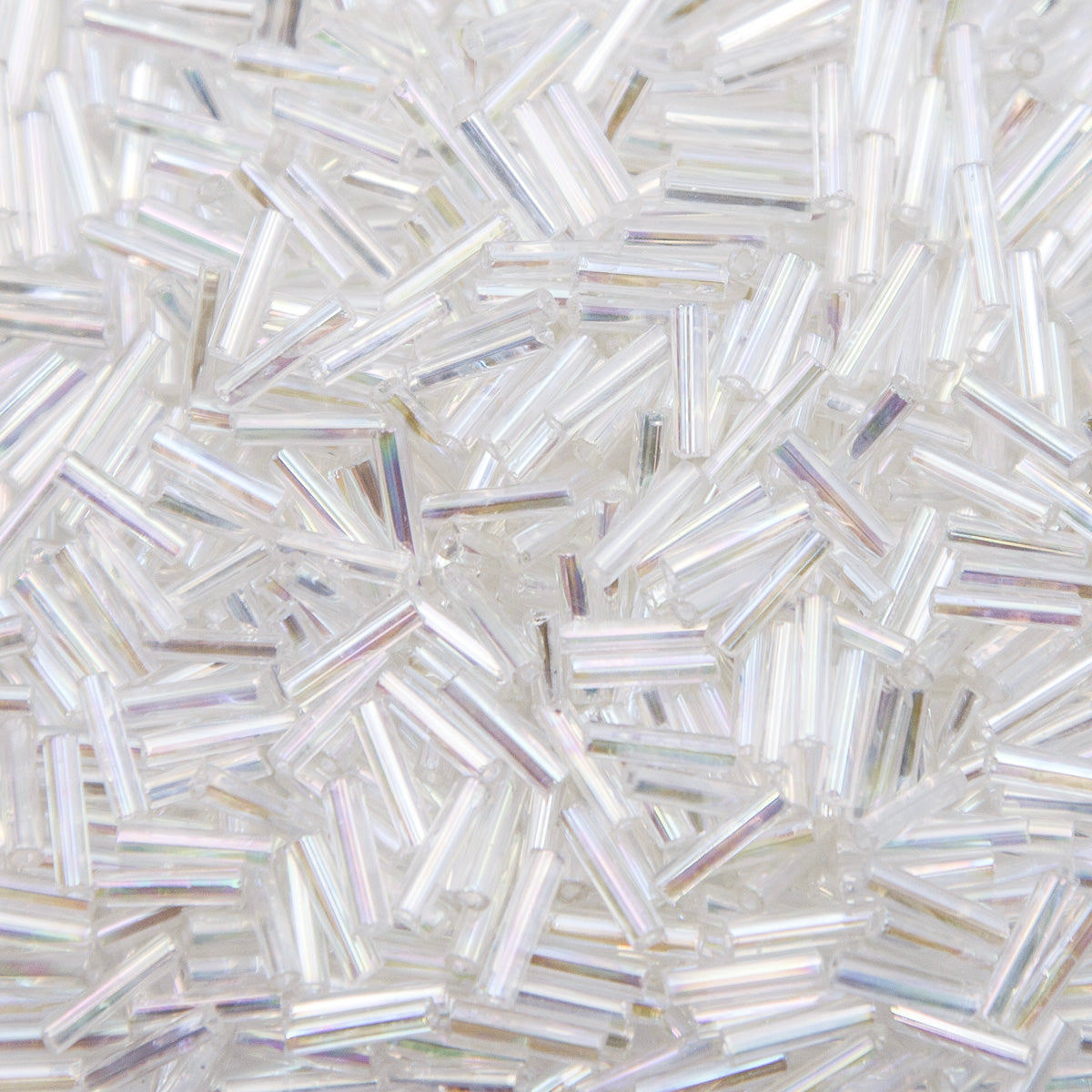 SV100-122: Vintage Venetian Bugle Crystal AB SQ Hole 8mm - 250 Grams