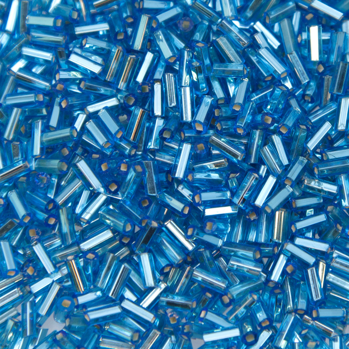 SV100-124: Vintage Venetian Bugle Sky Blue Silverlined 4mm - 250 Grams