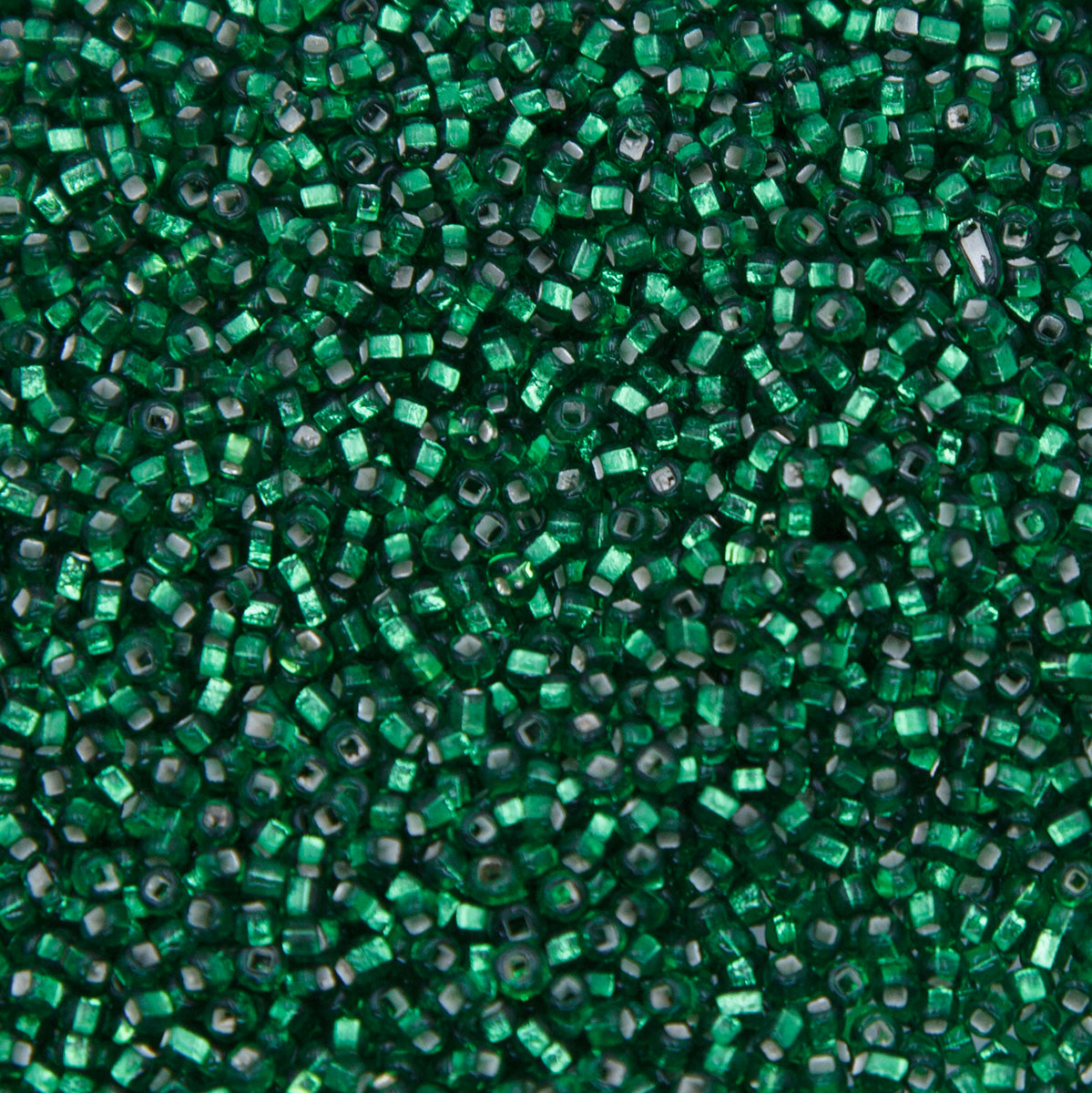 SV100-85: Vintage Venetian Seed Bead S/L Green Square Hole 11/0 - 250 Grams