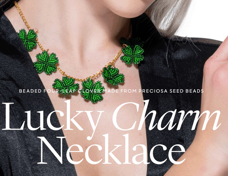 Lucky Charm Necklace — Four‑Leaf Clovers in 10/0