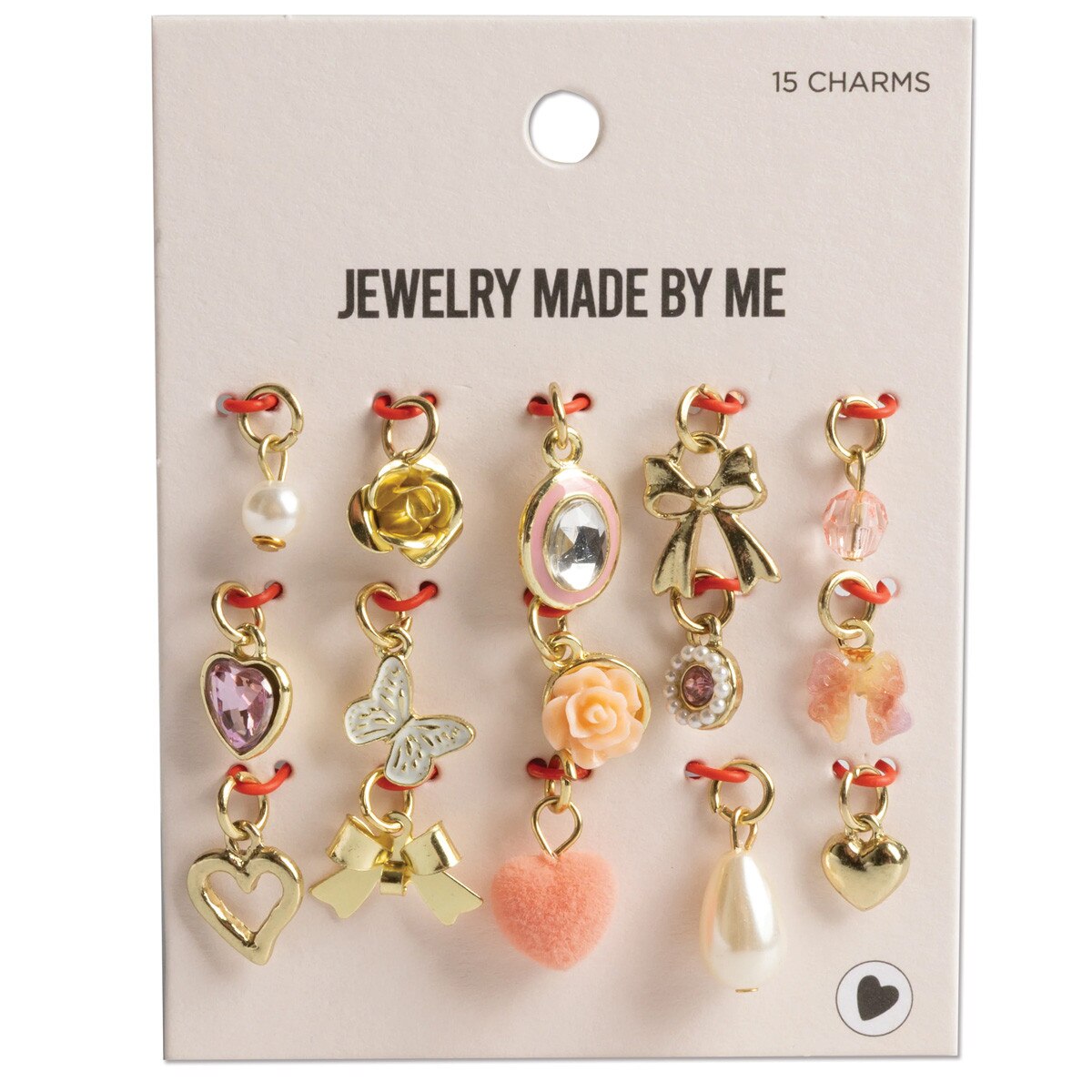 FZ525-HEART: Charm Set Heart Gems 15PPK