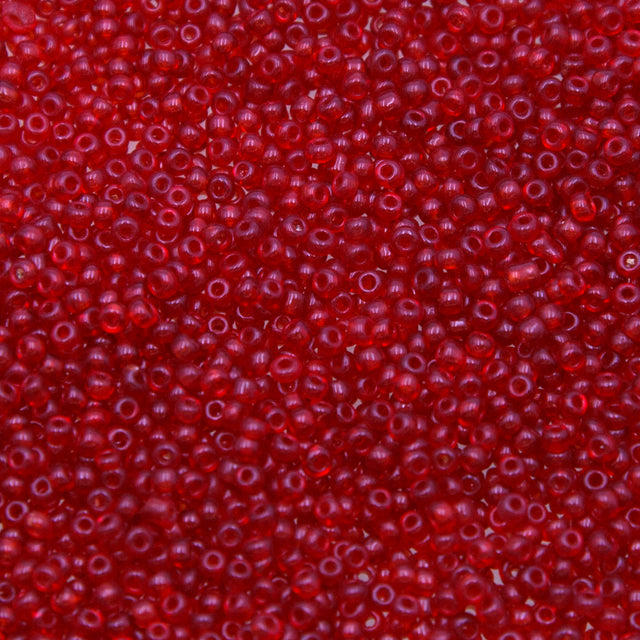 10EP244-2: Vintage French Seed Bead Transparent Red 10/0
