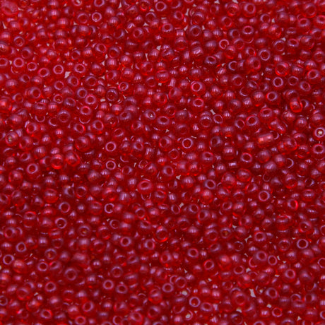10EP244-2: Vintage French Seed Bead Transparent Red 10/0