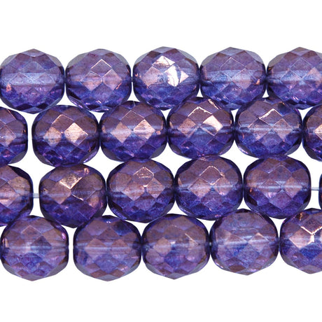 10FC098: Cz Faceted Round Picasso Amethyst 10mm 150PC